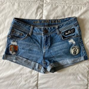 Patched, hipster jean shorts